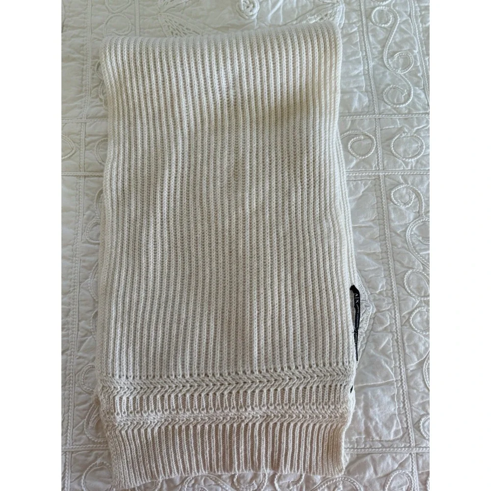 Armani Exchange Women's Knitted Cozy Ivory‎ Made in Italy Knit Scarf 86